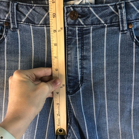 Artisan NY Sz 16 Striped Jeans Cropped 10.5” High Rise Casual Classic Preppy - Picture 6 of 10